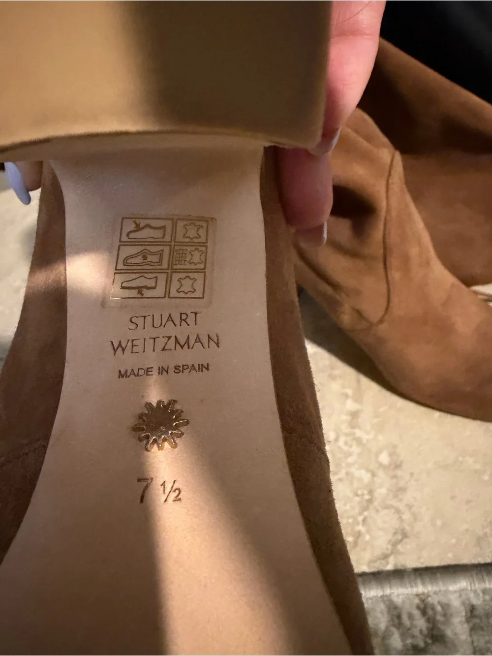 Stuart Weitzman Tieland Suede Over-The-Knee Boots - Walnut Brown - Size 7.5 US